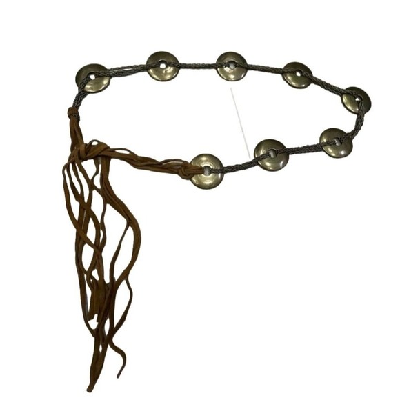 Vintage Accessories - BROWN Bohemian Tie Belt Round Beads Waist Hips Boho Festival Belly Dancer
